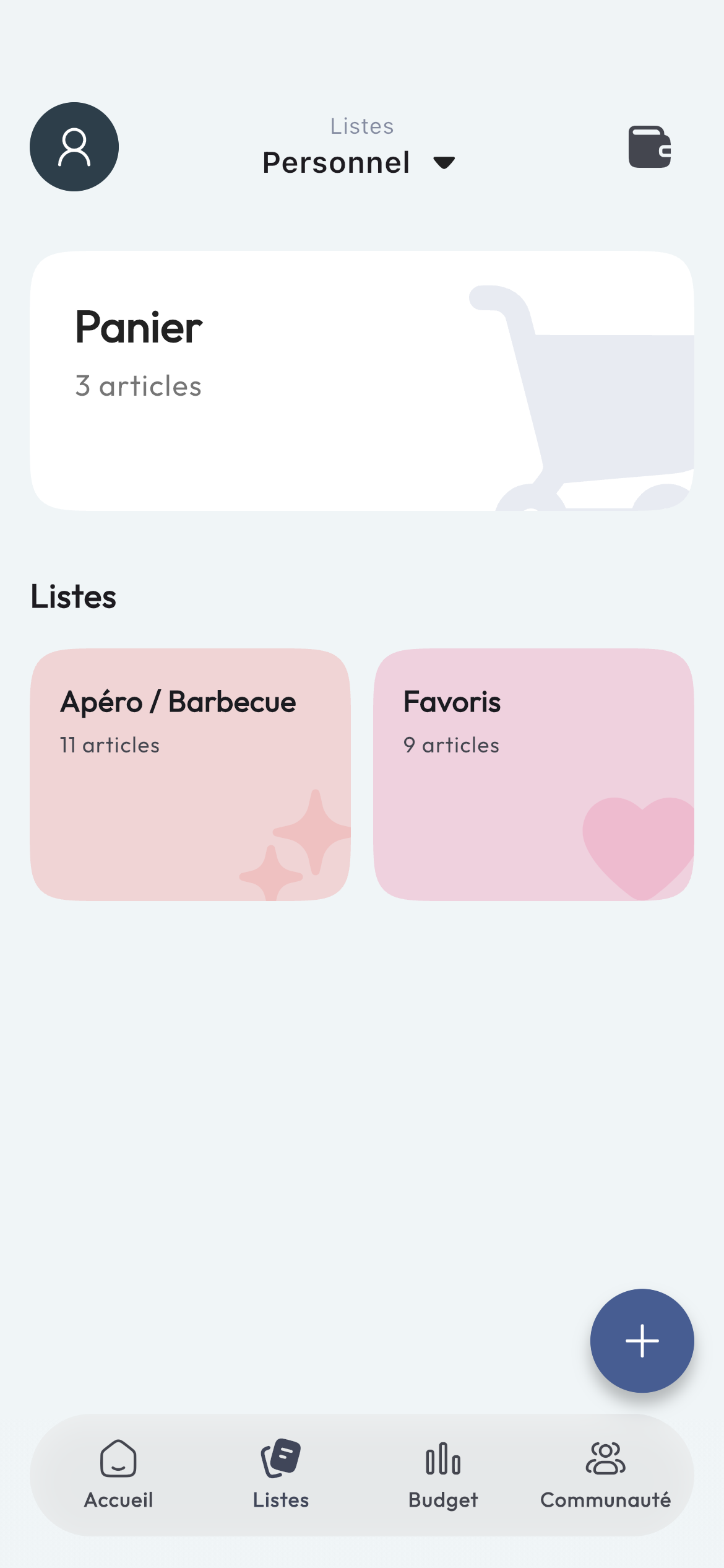 Family circle and shared shopping screen